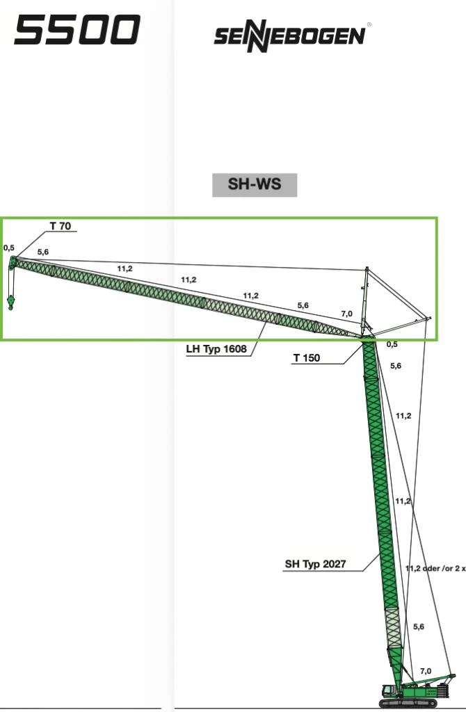 Sennebogen 2012 - 5500 luffing jib image 1