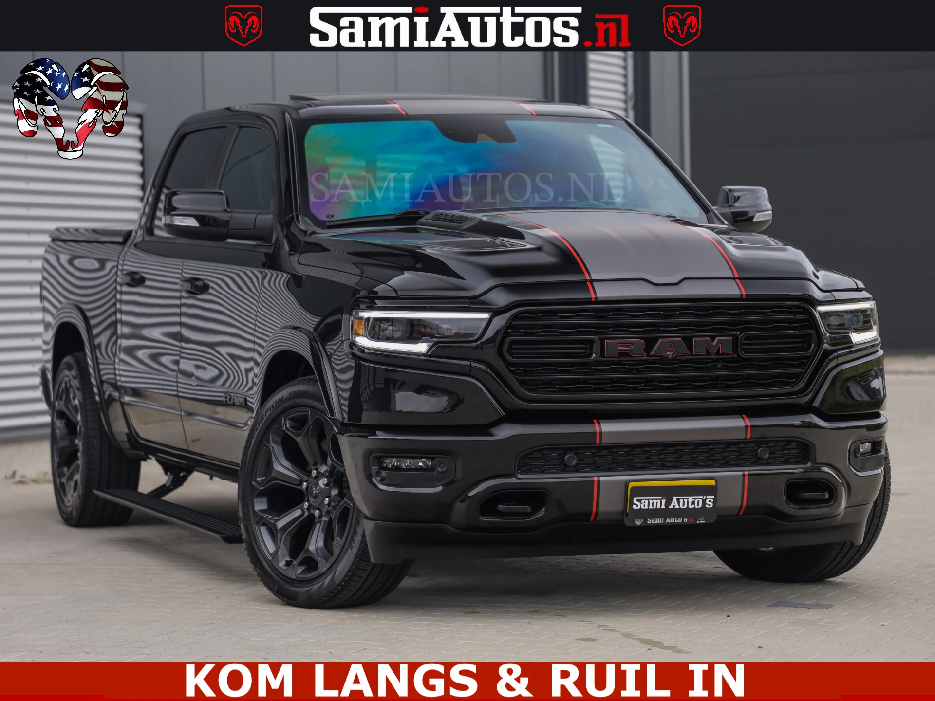 Dodge Ram Pick-Up 2021 - LIMITED | TRAINHORN | | HUD | UITLAATKLEP | LUCHTVERING | STRIPING | PANODAK | BOM VOL | BLAUW VOORRUIT | afbeelding 3