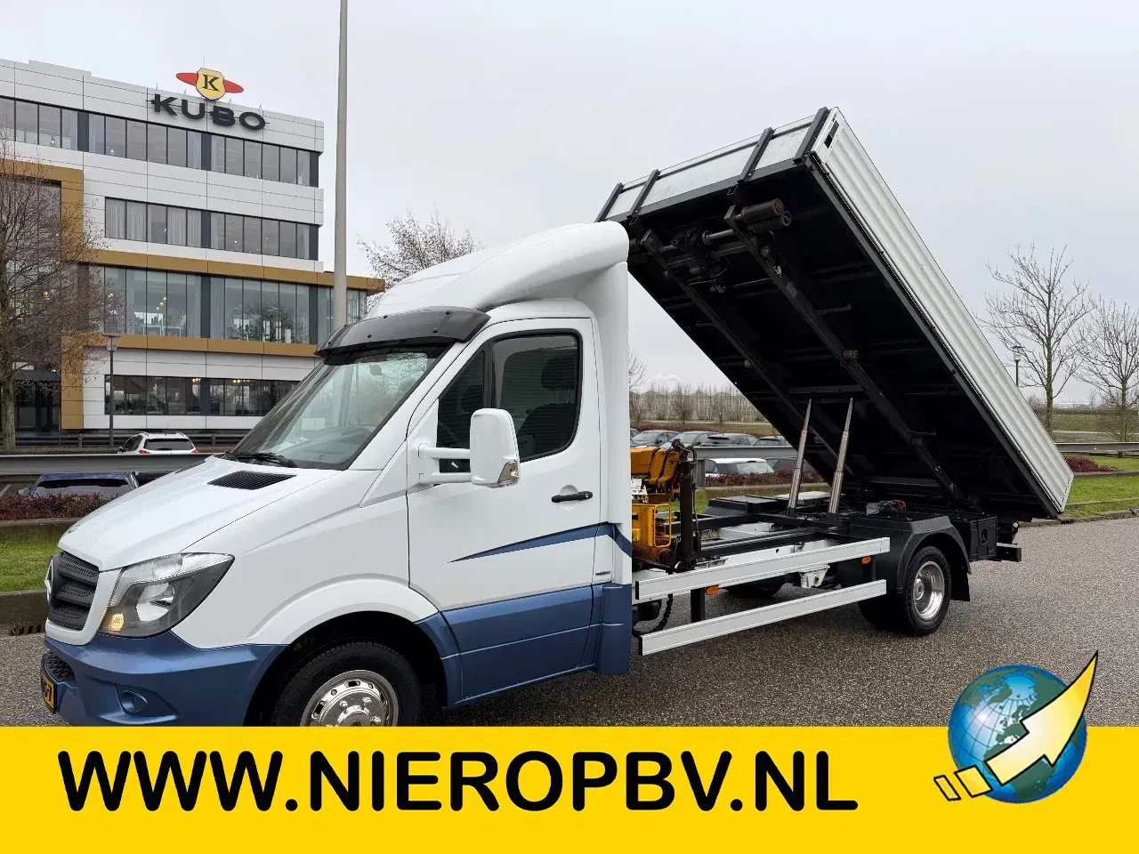 Mercedes-Benz Sprinter 2014 - 516CDI Kipper/Afzet systeem + EFFER 28/2S Kraan Airco Trekhaak Remote Control EURO 6 MARGE afbeelding 1